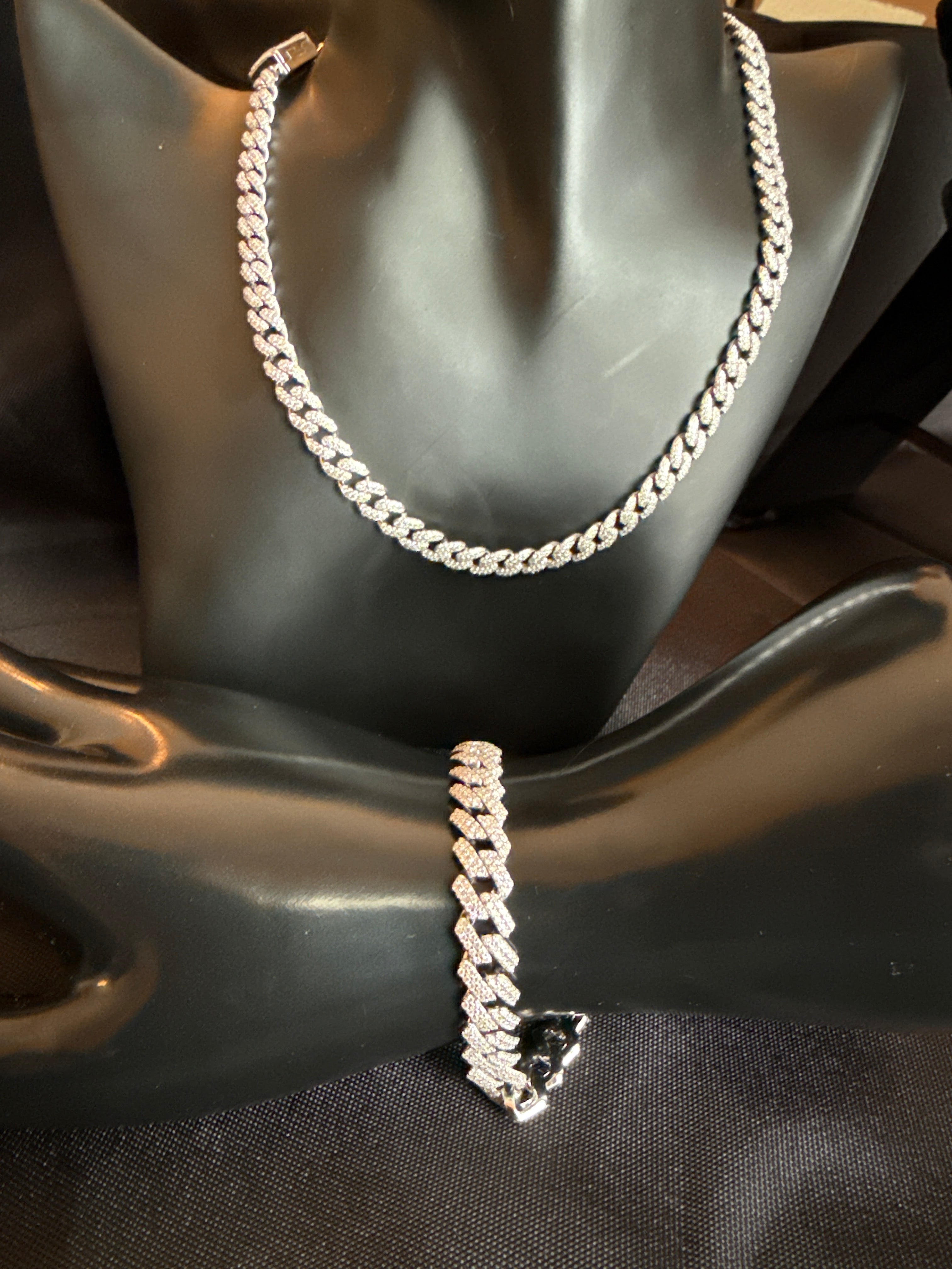 Iced out Monaco chain and bracelet set